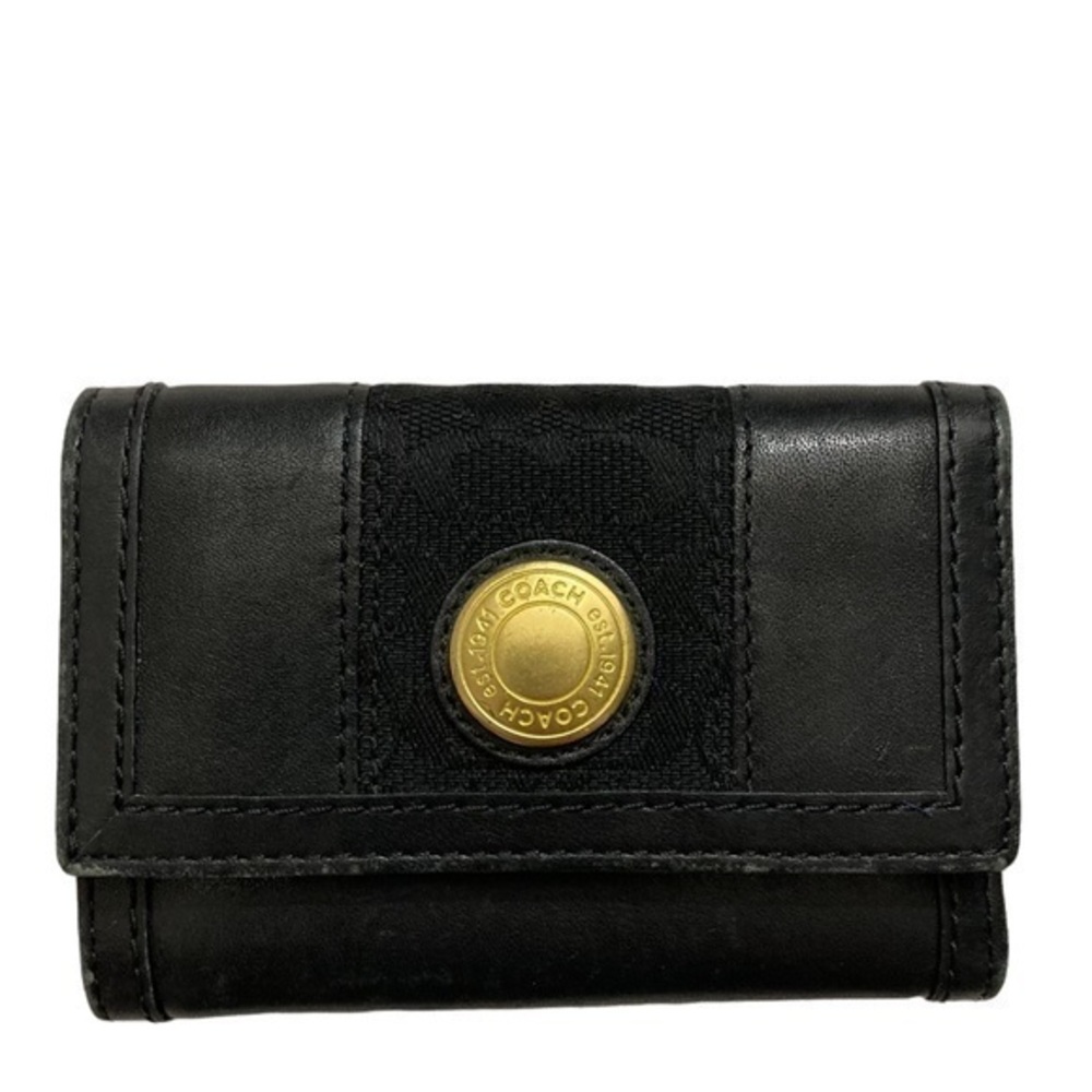 Coach black leather mini wallet